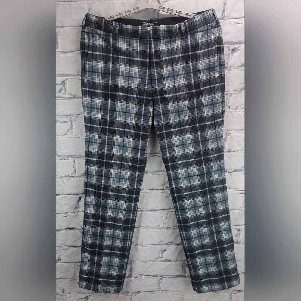 Nike Golf Tour Performance Men's Golf Pants Gray Black Check 34x32 actual 35x32